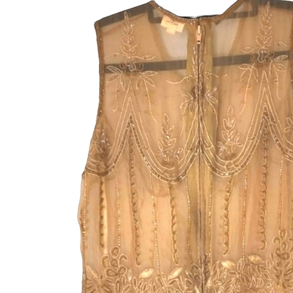 Kenneth Cole top pure silk gold heavily emroidered diamantes size 8 - Picture 5 of 16